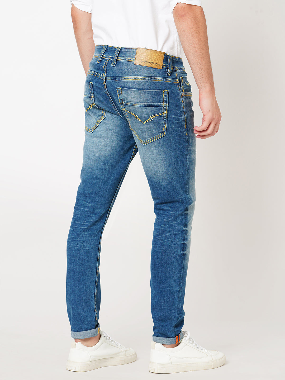 Med Blue 5 Pocket Low-Rise Ankle Length Jeans (Springsteen Fit)