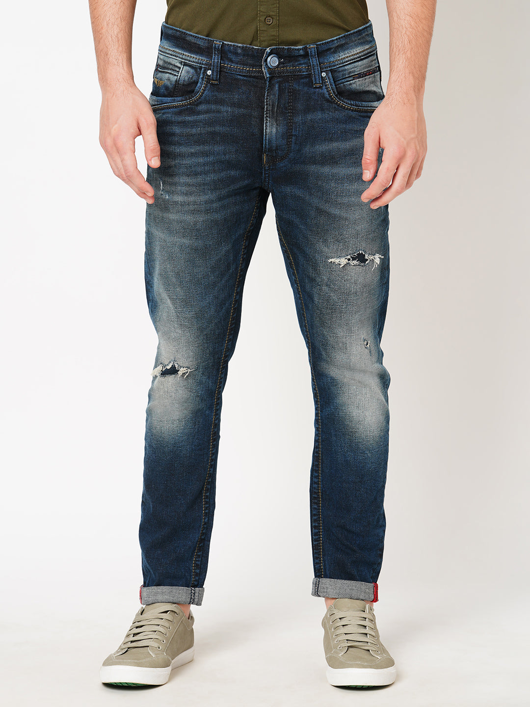 Dk Blue 5 Pocket Low-Rise Ankle Length Jeans (Springsteen Fit)