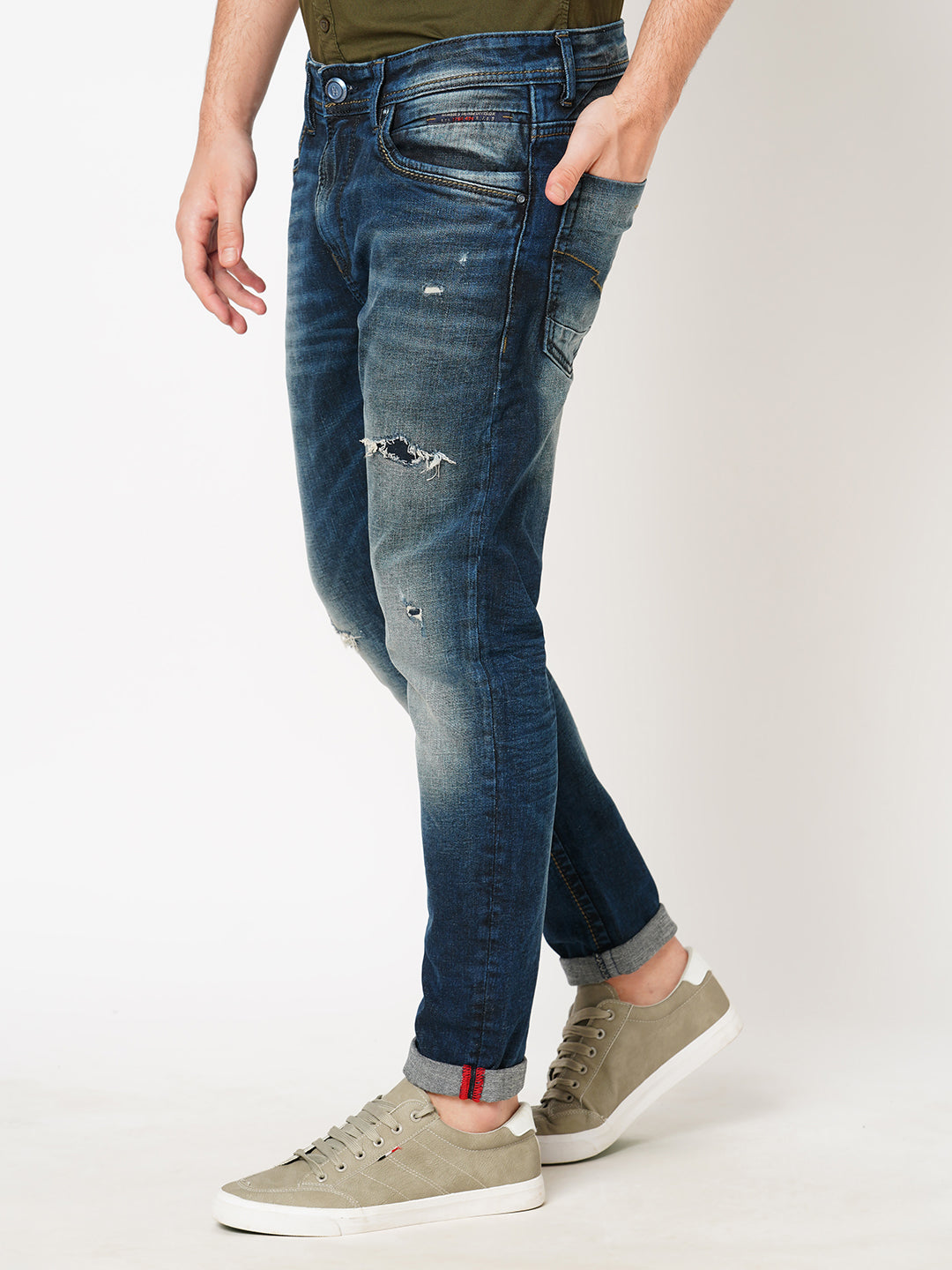 Dk Blue 5 Pocket Low-Rise Ankle Length Jeans (Springsteen Fit)