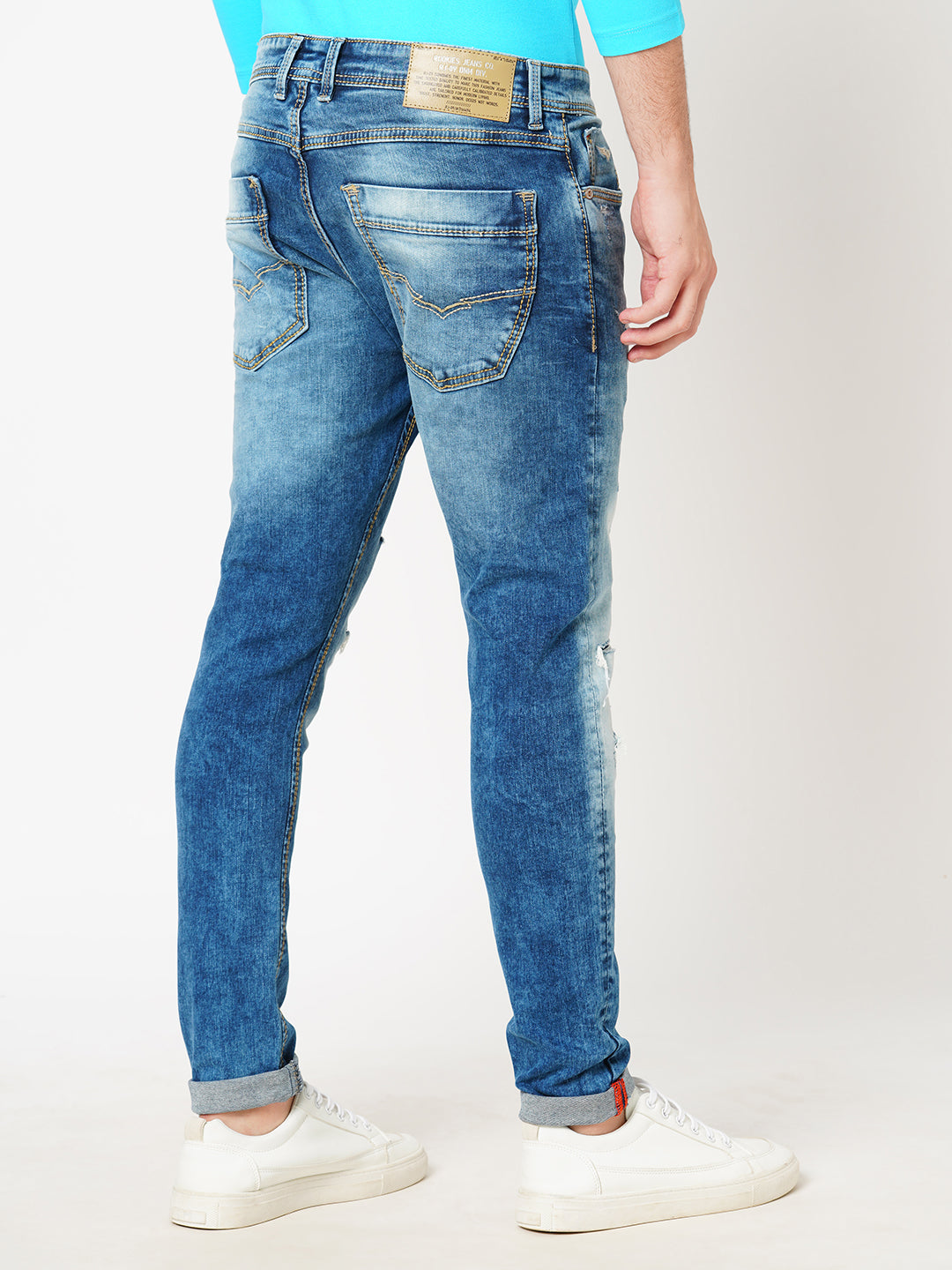 Med Blue 5 Pocket Low-Rise Ankle Length Jeans (Springsteen Fit)