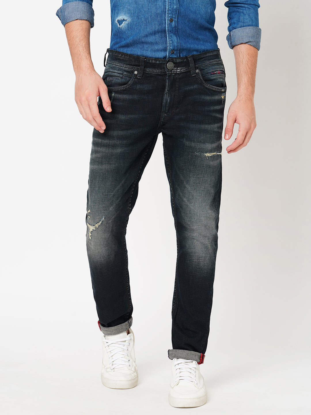 Dk Blue 5 Pocket Low-Rise Ankle Length Jeans (Springsteen Fit)