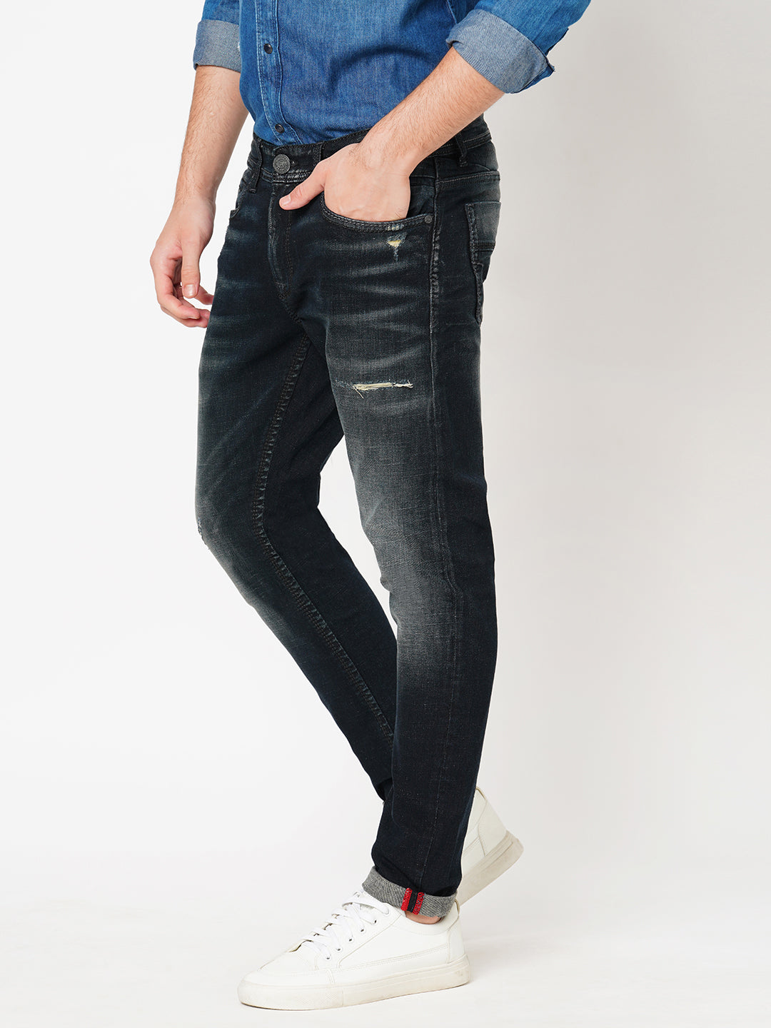 Dk Blue 5 Pocket Low-Rise Ankle Length Jeans (Springsteen Fit)