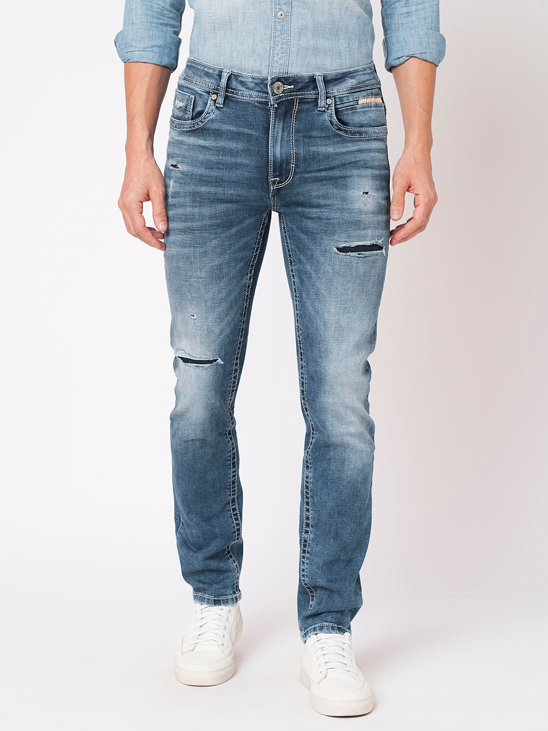 Med Blue 5 Pocket Midrise, Regular And Streight Fit Jeans (Morrison Fit)