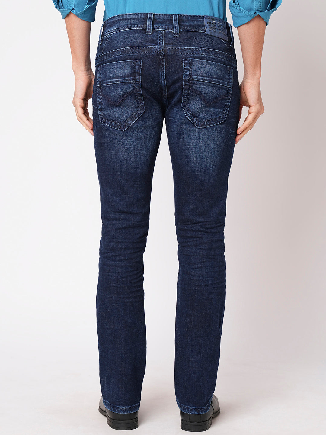 Dk Blue 5 Pocket Slim Fit Low Rise Boot Leg Jeans (Boot Cut Fit)