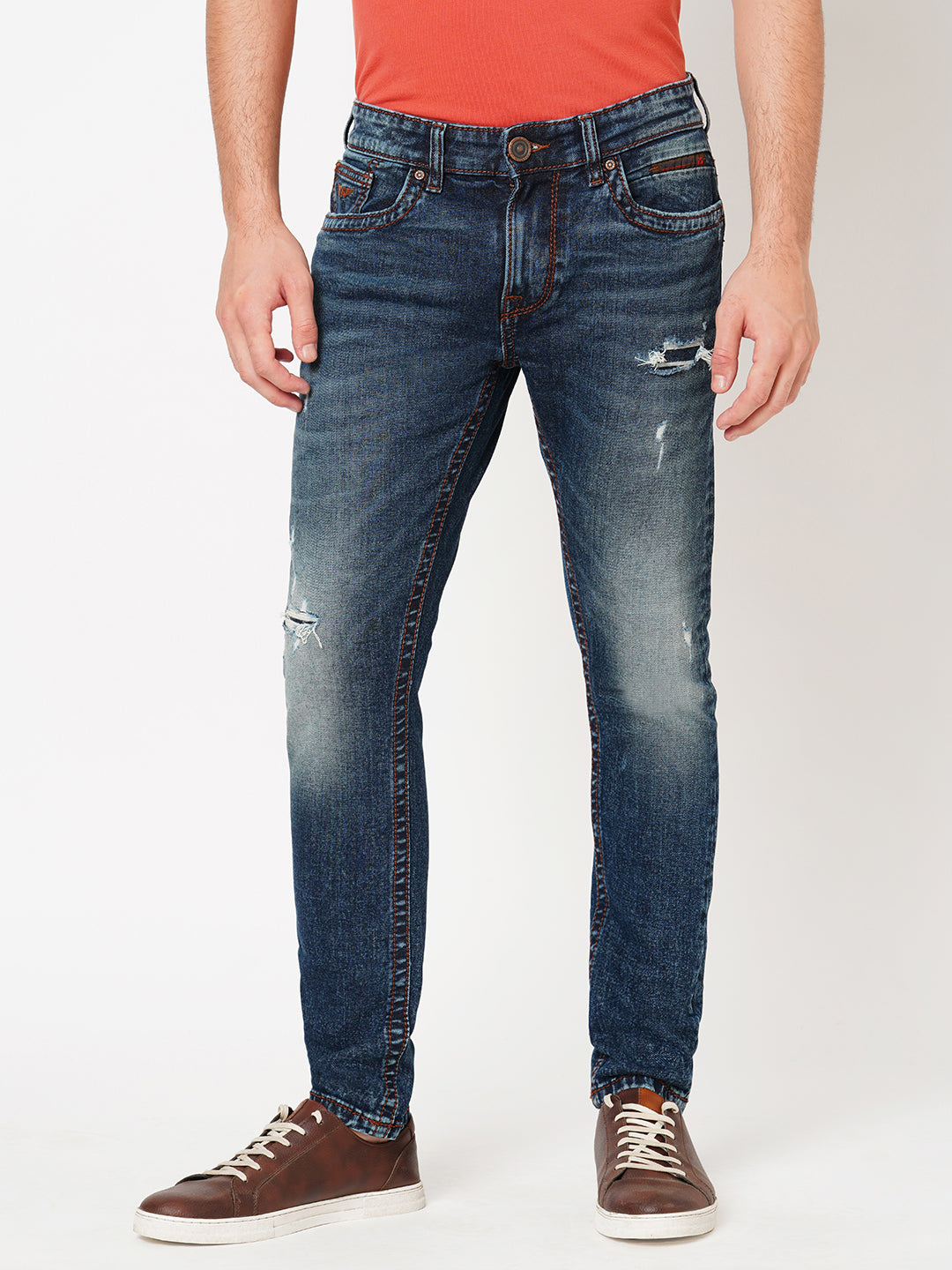 Dk Blue 5 Pocket Low-Rise Ankle Length Jeans (Springsteen Fit)