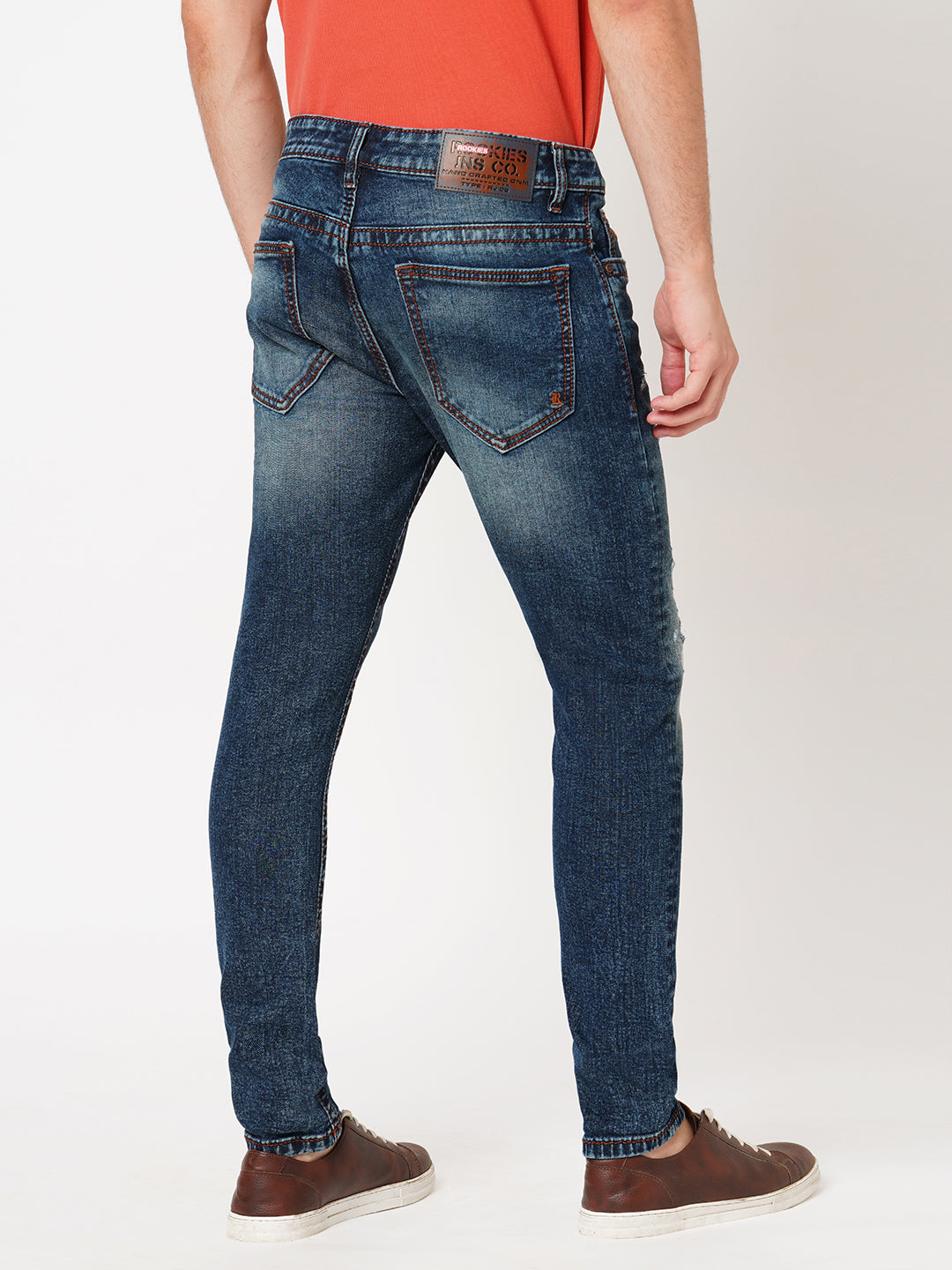 Dk Blue 5 Pocket Low-Rise Ankle Length Jeans (Springsteen Fit)