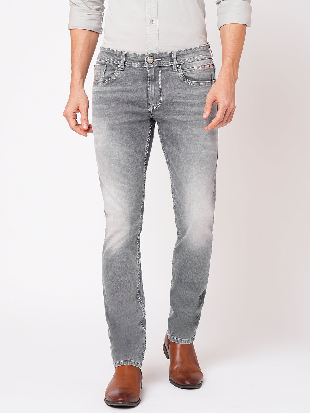 Grey 5 Pocket Mid-Rise Jeans (Lennon)