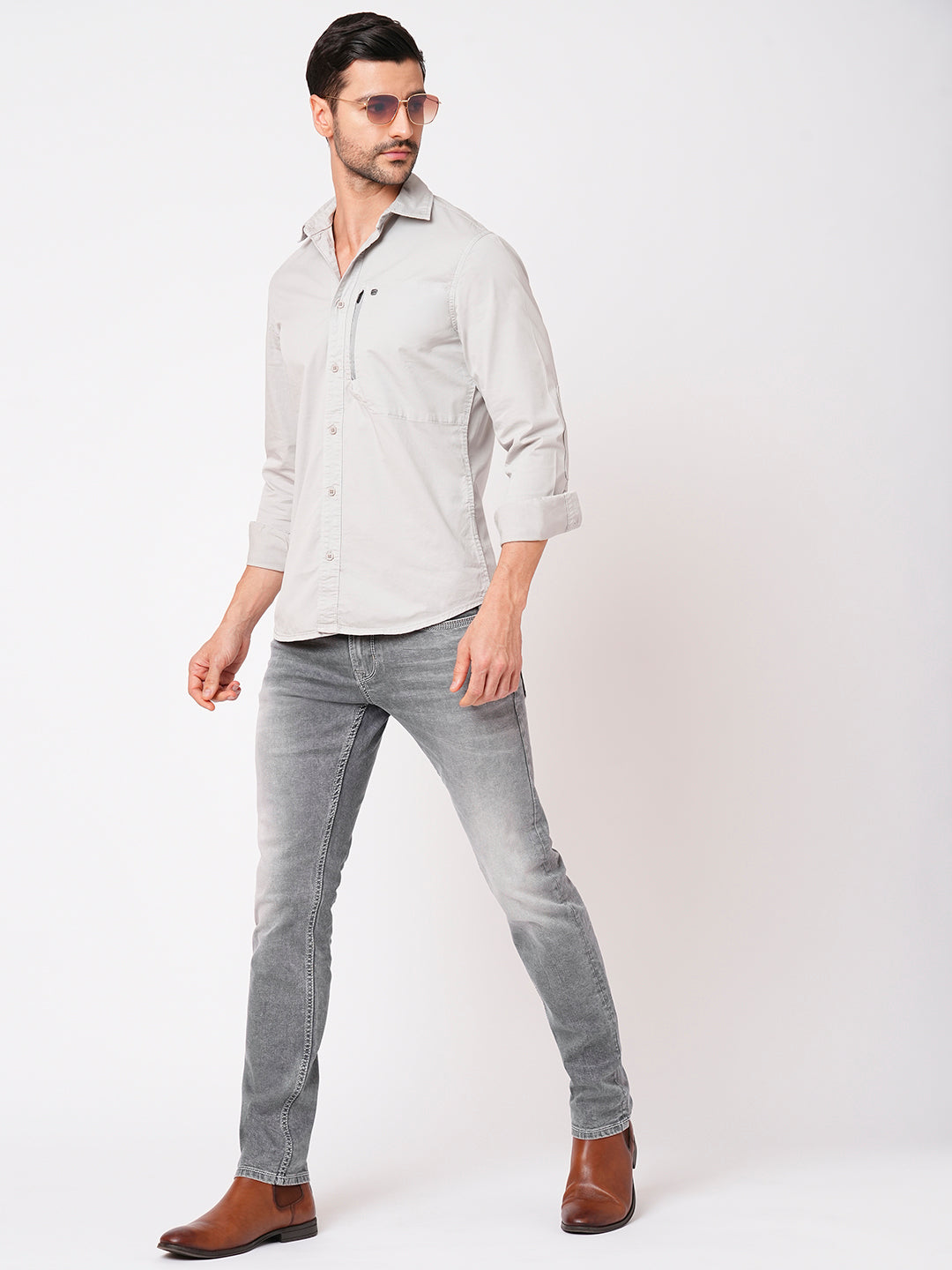 Grey 5 Pocket Mid-Rise Jeans (Lennon)