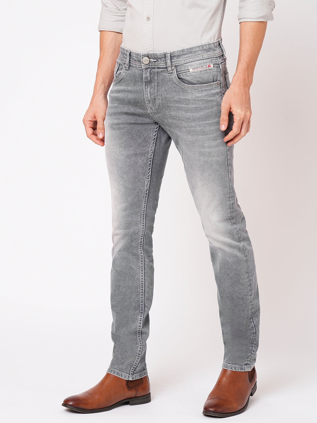 Grey 5 Pocket Mid-Rise Jeans (Lennon)