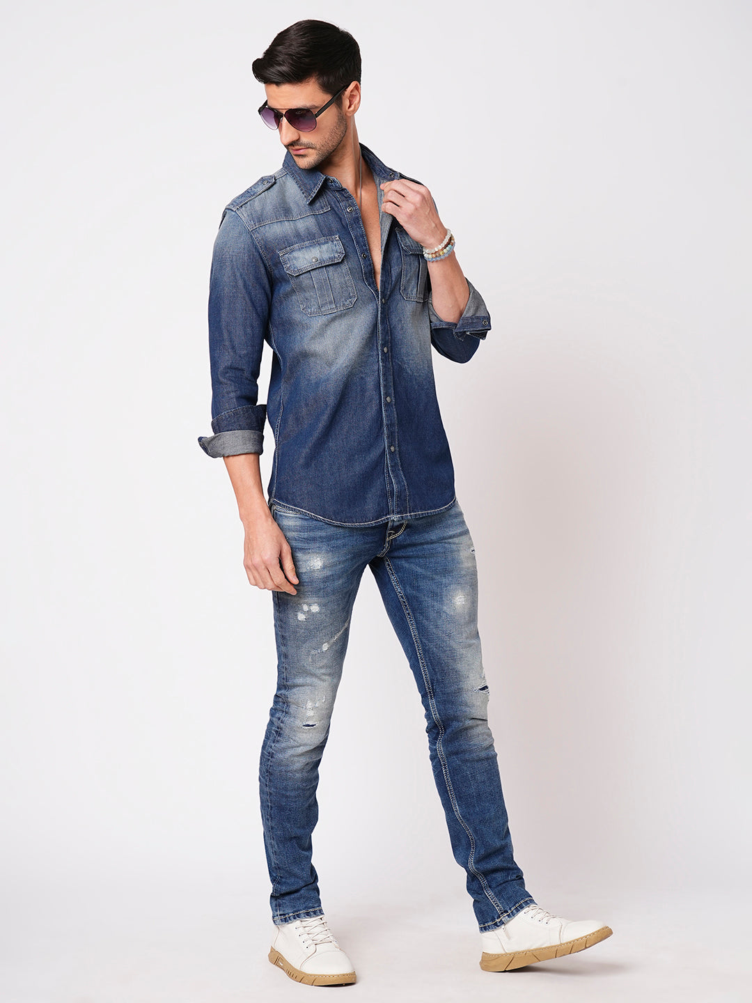 Med Blue 5 Pocket Mid-Rise Jeans (Lennon)