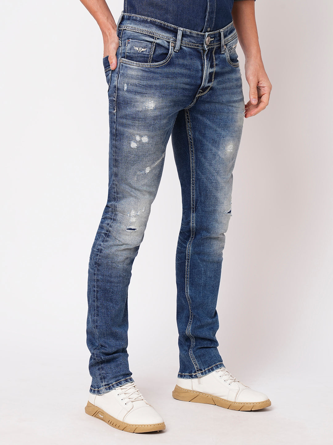 Med Blue 5 Pocket Mid-Rise Jeans (Lennon)