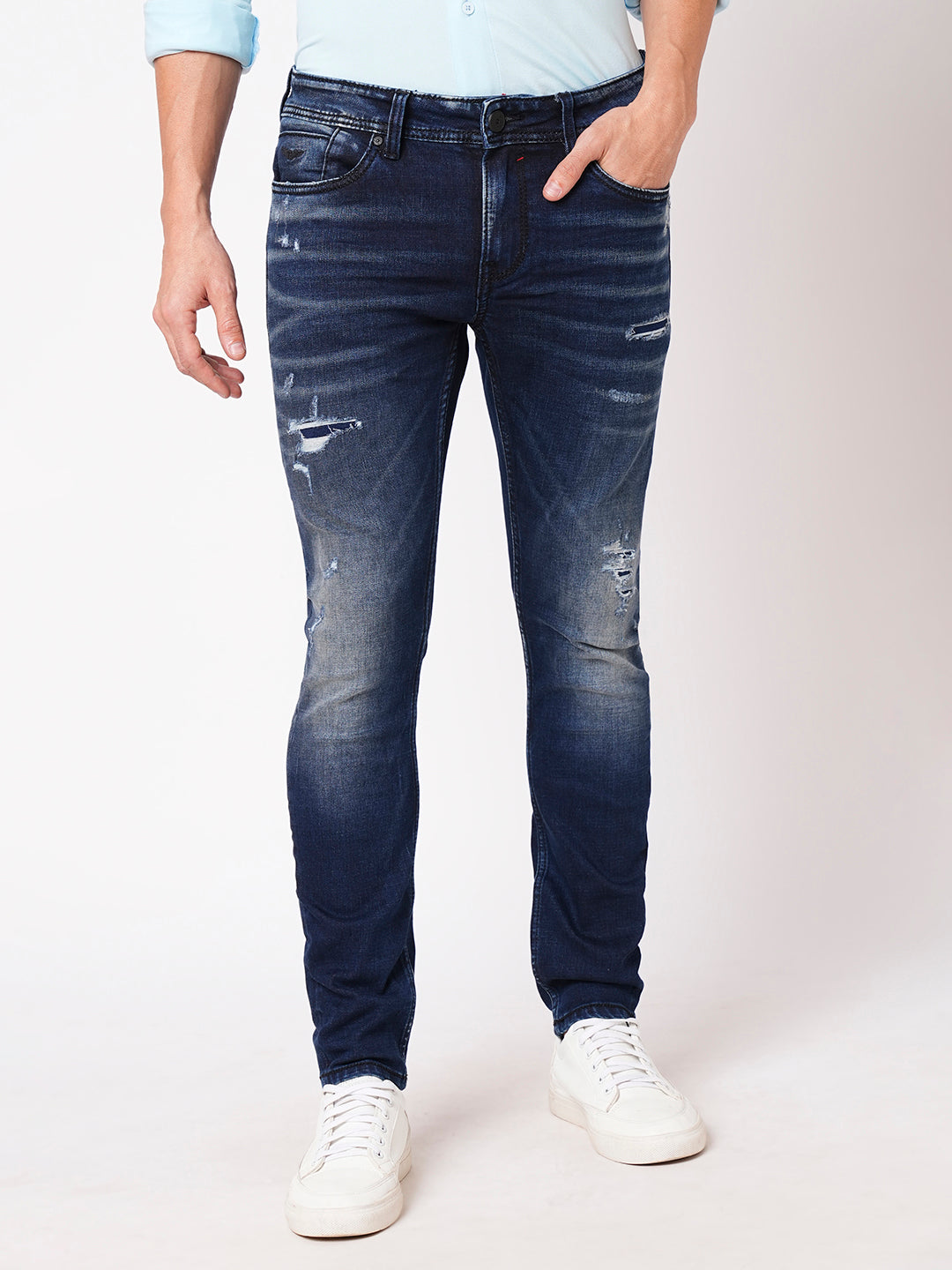 Dk Blue 5 Pocket Mid-Rise Narrow Tapered Fit Jeans (Billy Fit)