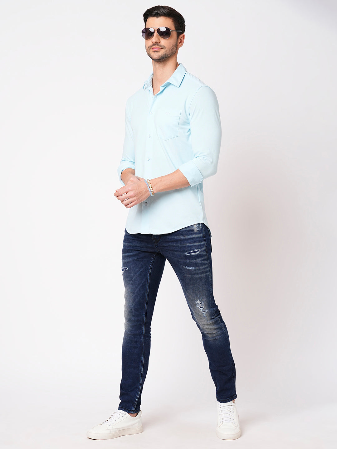 Dk Blue 5 Pocket Mid-Rise Narrow Tapered Fit Jeans (Billy Fit)