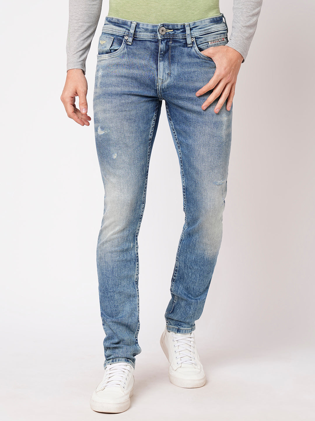 Med Blue 5 Pocket Mid-Rise Jeans (Lennon)