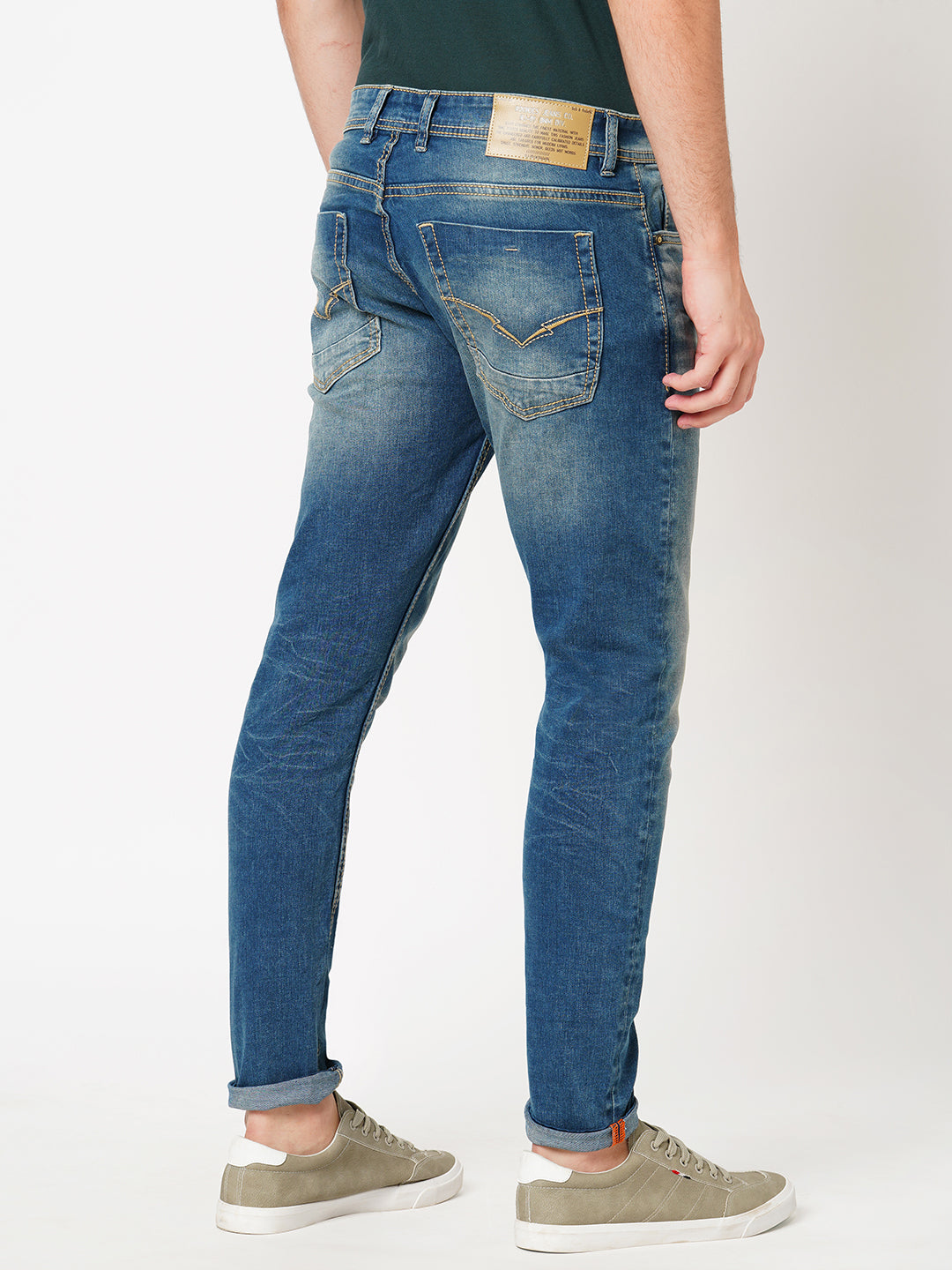 Med Blue 5 Pocket Low-Rise Ankle Length Jeans (Springsteen Fit)