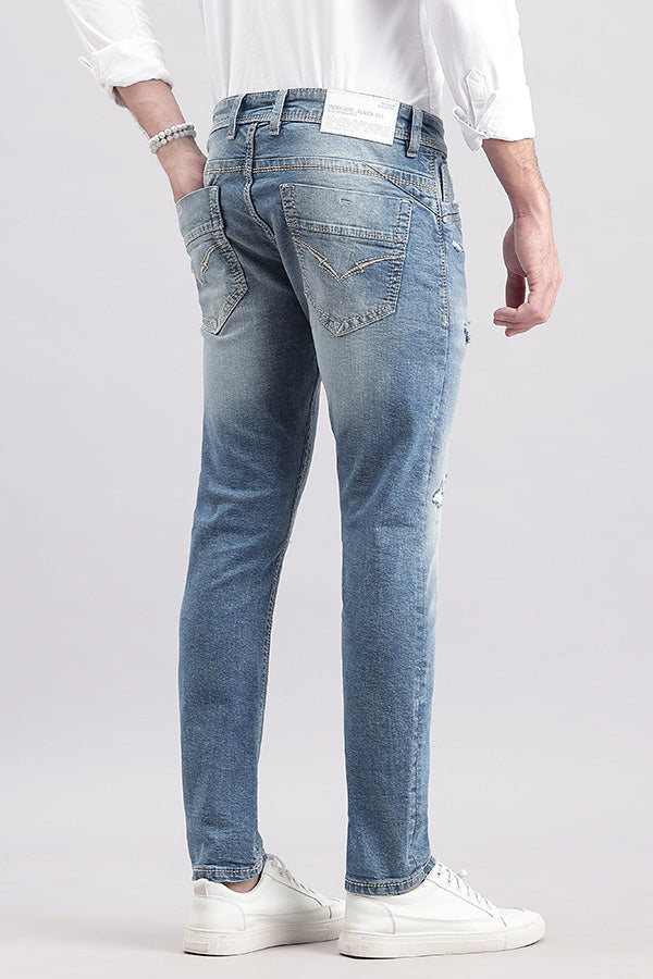 Med Blue 5 Pocket Low-Rise Ankle Length Jeans (Springsteen Fit)