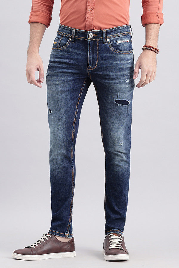 Med Blue 5 Pocket Low-Rise Ankle Length Jeans (Springsteen Fit)