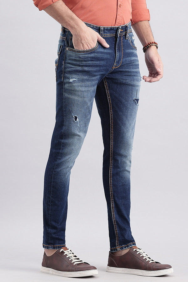 Med Blue 5 Pocket Low-Rise Ankle Length Jeans (Springsteen Fit)