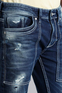 Dk Blue 5 Pocket Low-Rise Ankle Length Jeans (Springsteen Fit)