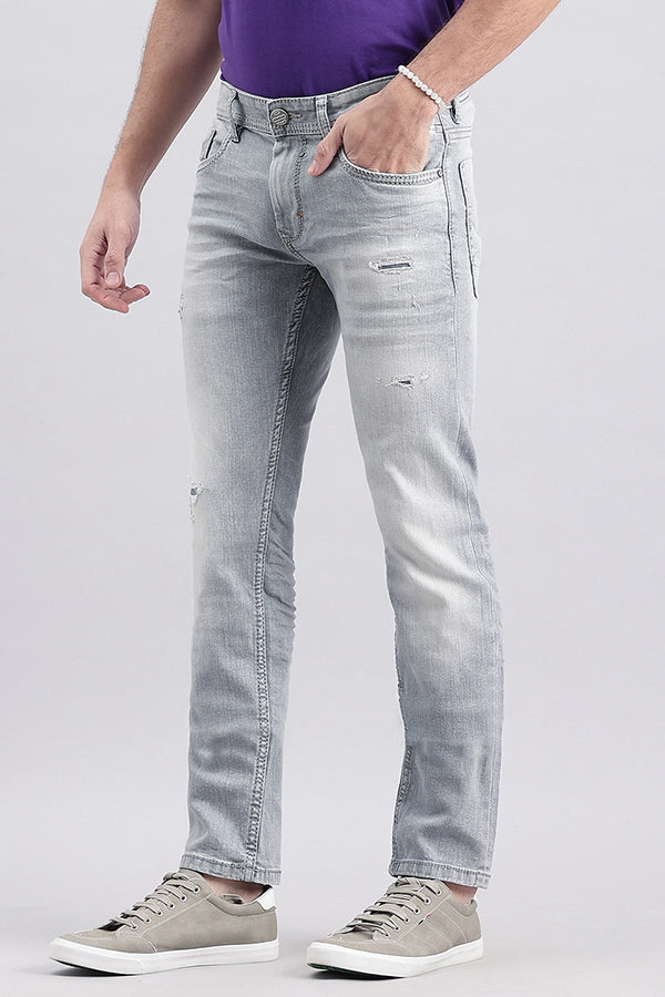 Grey 5 Pocket Mid-Rise Jeans (Lennon Fit)