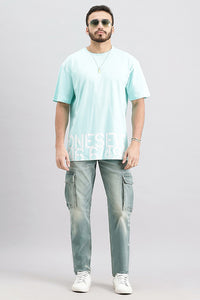 Lt Petrol Slim Fit Denim Cargo Pant (Regular Fit)