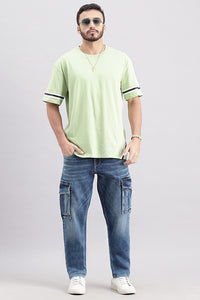 Dk Blue Slim Fit Denim Cargo Pant (Regular Fit)