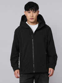 Black Zipper Front Hoodie