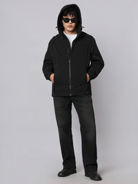 Black Zipper Front Hoodie