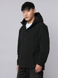 Black Zipper Front Hoodie