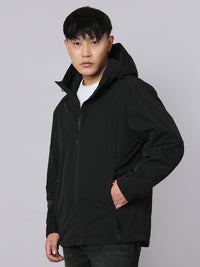 Black Zipper Front Hoodie