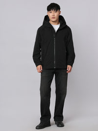 Black Zipper Front Hoodie