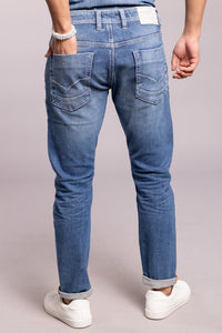 Med Blue 5 Pocket Low-Rise Ankle Length Jeans