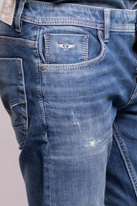 Med Blue 5 Pocket Low-Rise Ankle Length Jeans