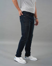 Dk Blue 5 Pocket Mid-Rise Slim Straight Fit Jeans