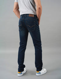 Dk Blue 5 Pocket Mid-Rise Slim Straight Fit Jeans