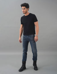 Petrol 5 Pocket Mid-Rise Slim Straight Fit Jeans
