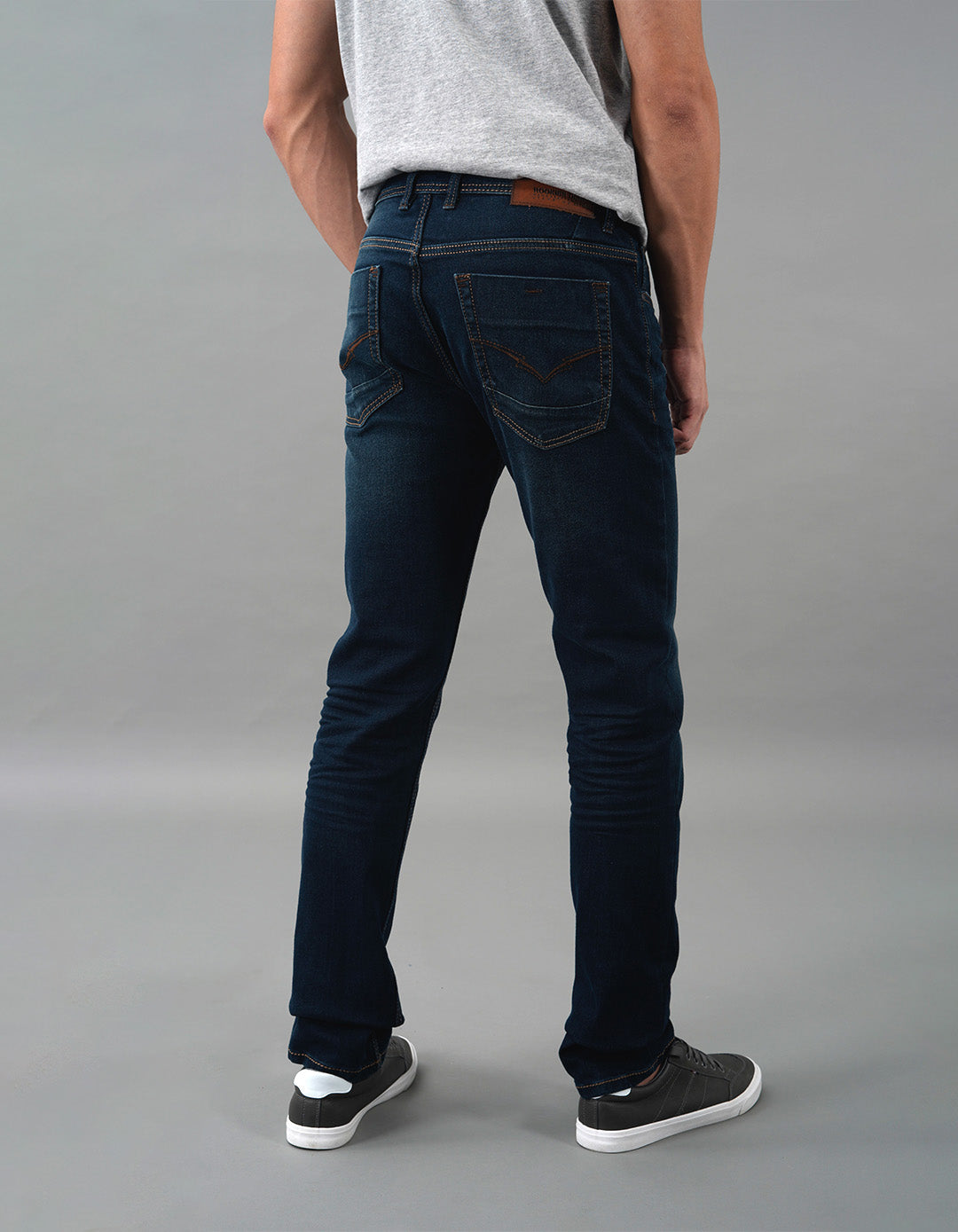 Dk Blue 5 Pocket Mid-Rise Slim Straight Fit Jeans