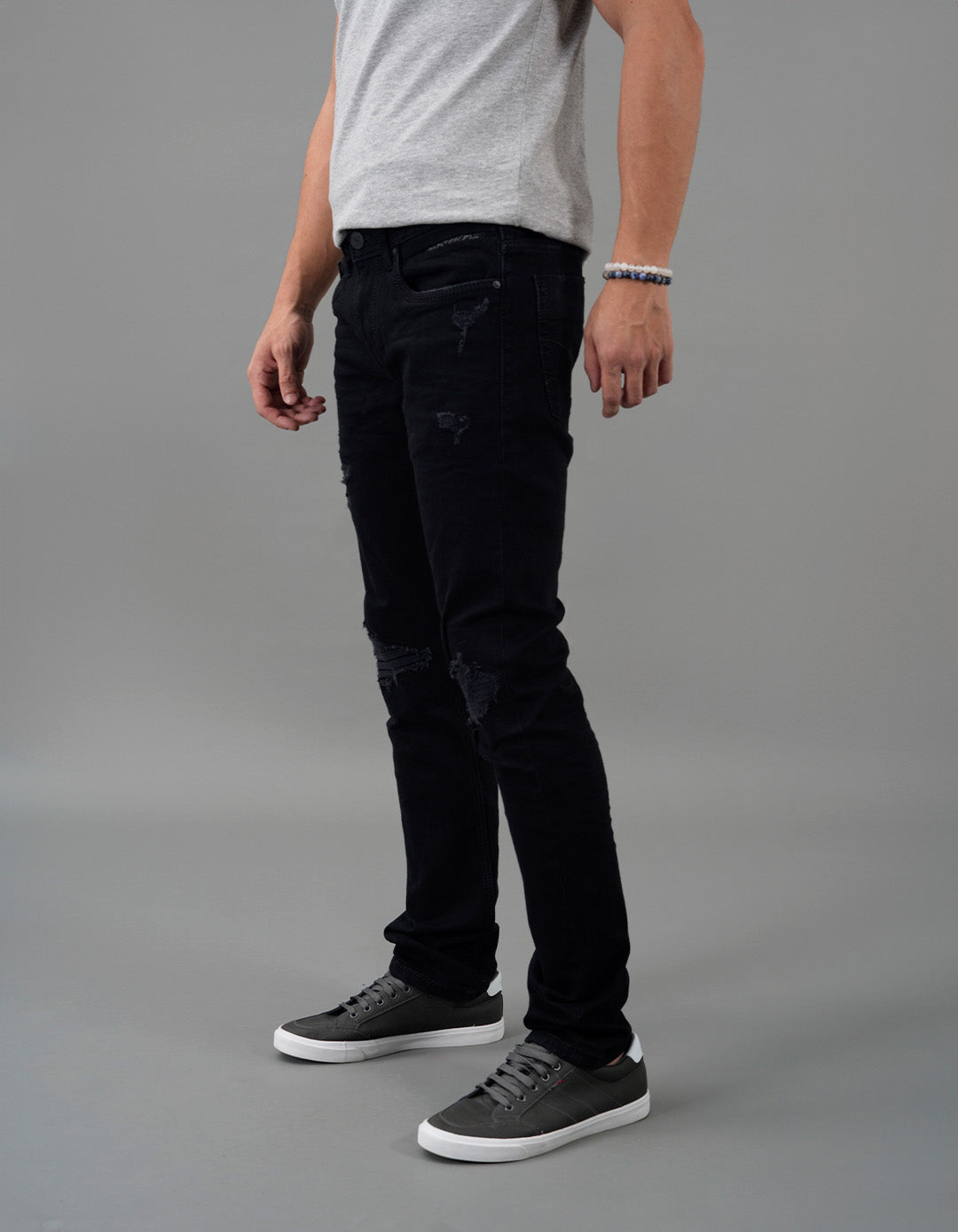 Black 5 Pocket Mid-Rise Slim Straight Fit Jeans