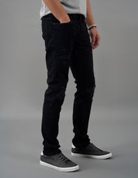 Black 5 Pocket Mid-Rise Slim Straight Fit Jeans