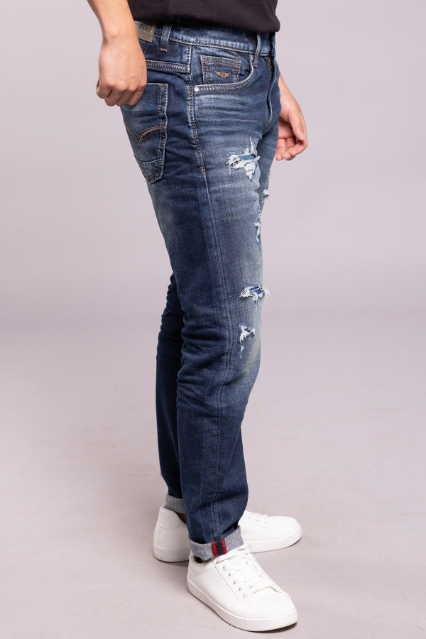 Dk Blue 5 Pocket Low-Rise Ankle Length Jeans