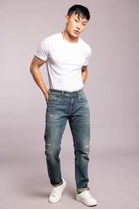 Med Blue 5 Pocket Low-Rise Ankle Length Jeans