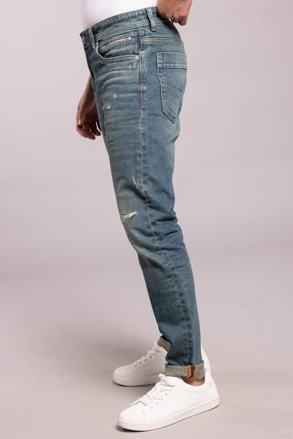 Med Blue 5 Pocket Low-Rise Ankle Length Jeans