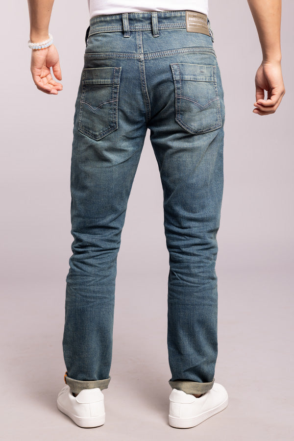 Med Blue 5 Pocket Low-Rise Ankle Length Jeans