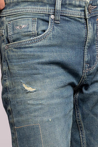 Med Blue 5 Pocket Low-Rise Ankle Length Jeans