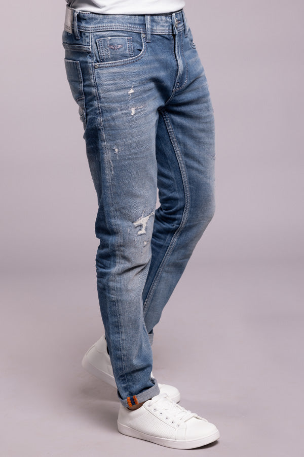 Med Blue 5 Pocket Low-Rise Ankle Length Jeans