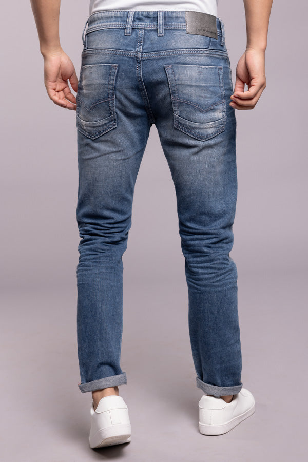 Med Blue 5 Pocket Low-Rise Ankle Length Jeans