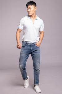 Med Blue 5 Pocket Low-Rise Ankle Length Jeans