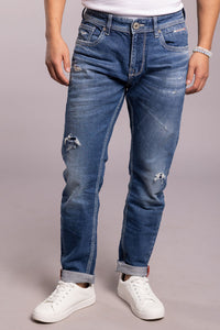 Med Blue 5 Pocket Low-Rise Ankle Length Jeans