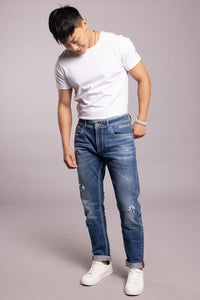 Med Blue 5 Pocket Low-Rise Ankle Length Jeans