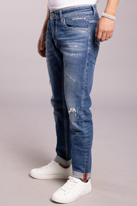 Med Blue 5 Pocket Low-Rise Ankle Length Jeans